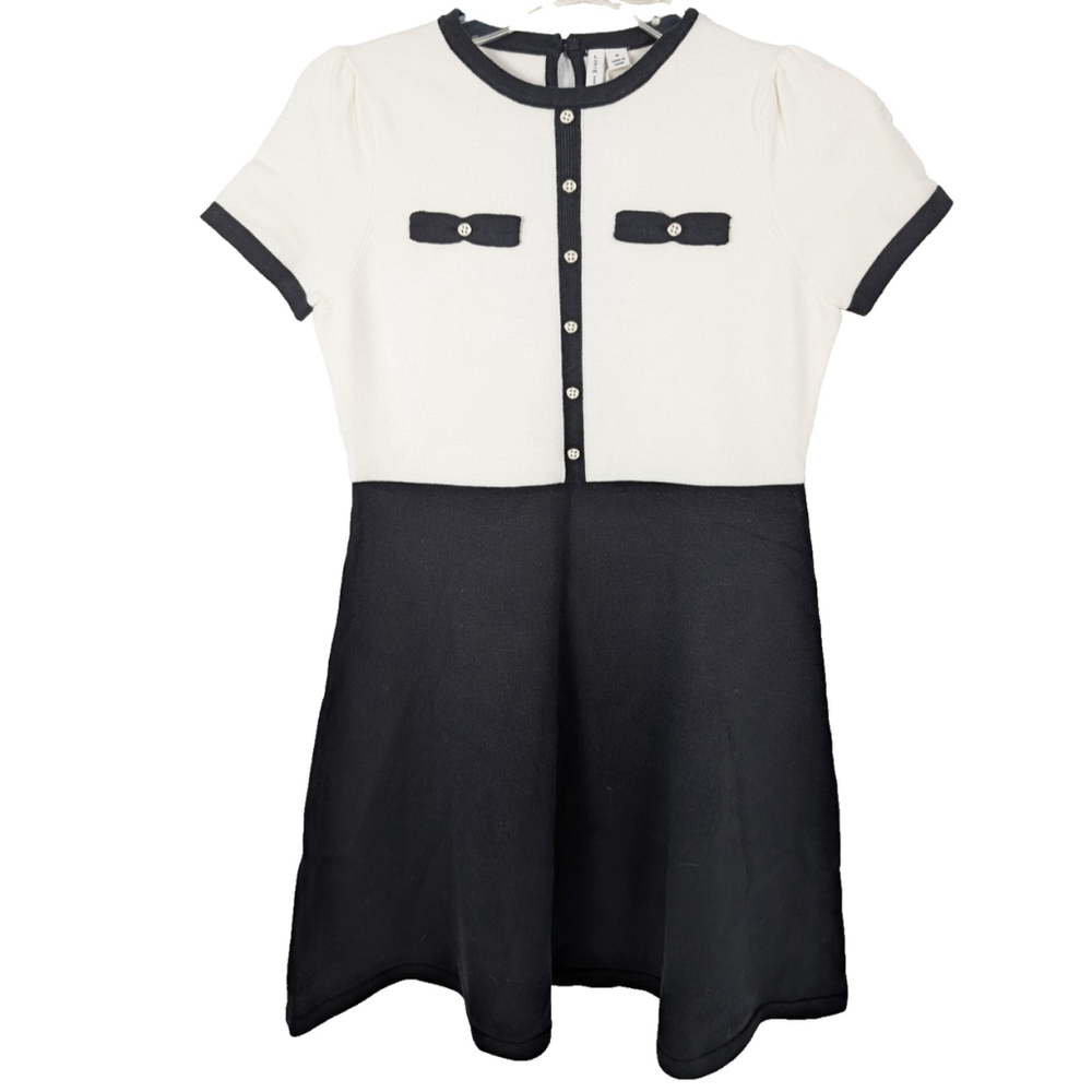 NWT Janie and Jack Bow Dress Sz 14 Black White Classic Preppy